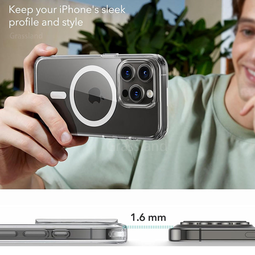 Luxury Magnetic Wireless Charge For Magsafe Case for iPhone 16 15 14 13 12 11 Pro XR XS Max 7 8 Plus Back Cover Transparent Case